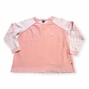 EDDIE BAUER Women’s Pink Long Sleeve Colorblock Sweater Size 2X / XXL / 2XL